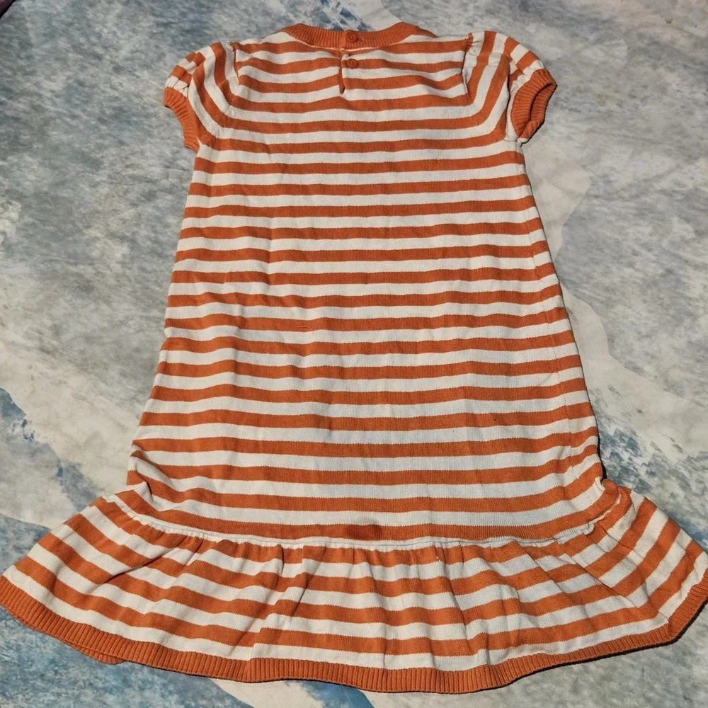 Gymboree Girls Pumpkin Sweater Dress Size 7 Orange Striped Fall Thanksgiving